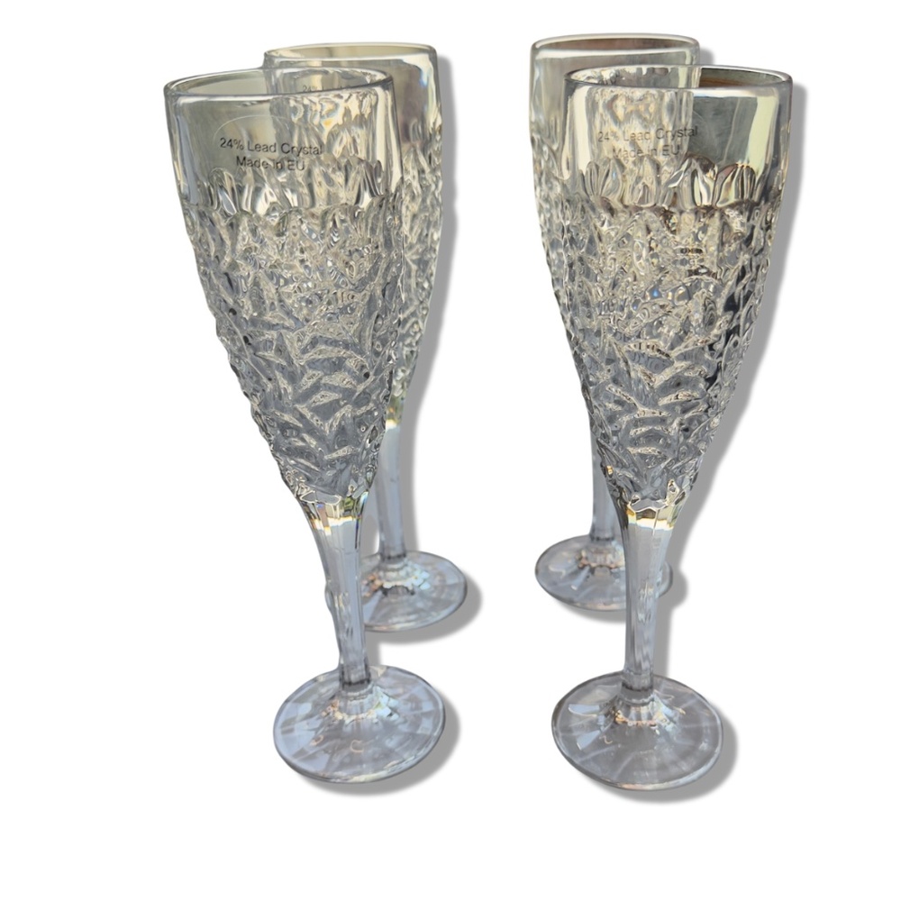 Set of 4 Rogaska "Ice Cold" Crystal Champagne Flutes from Neiman Marcus